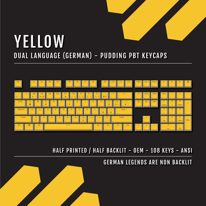 Yellow German Dual Language PBT Pudding Keycaps Krome Keycaps LTD german