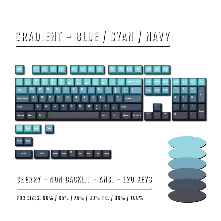 Blue/Cyan/Navy Gradient PBT Keycaps