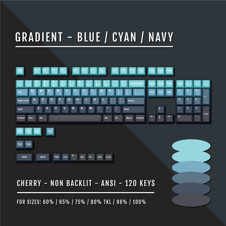 Blue/Cyan/Navy Gradient PBT Keycaps