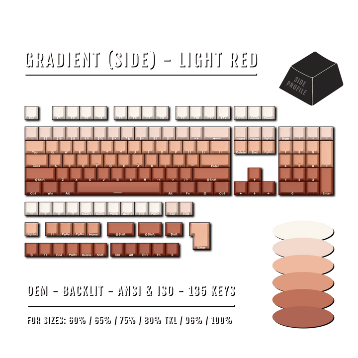 Light Red Gradient Side-Profile Backlit PBT Keycaps