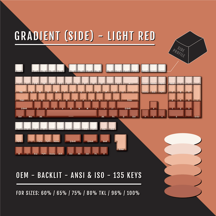 Light Red Gradient Side-Profile Backlit PBT Keycaps