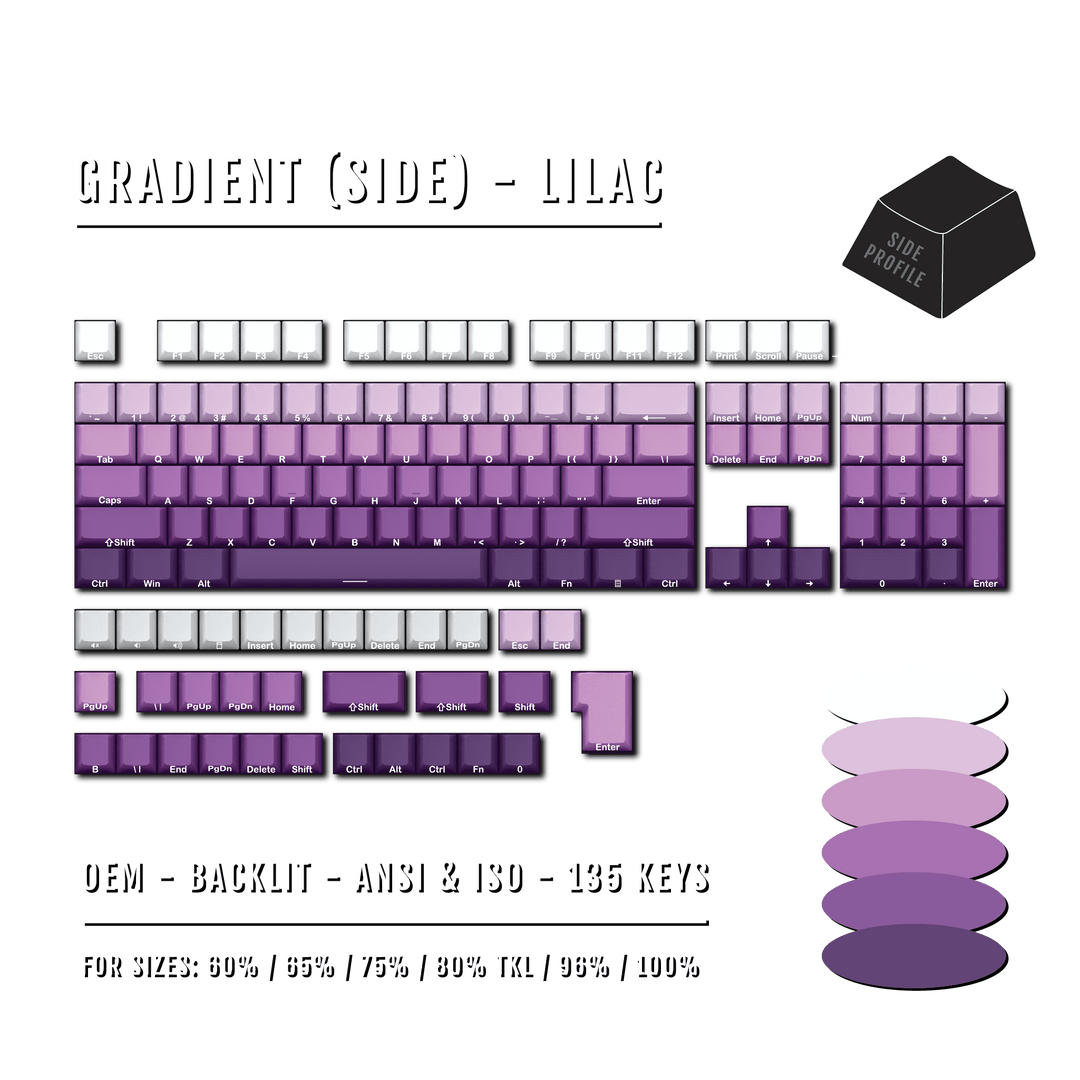 Lilac Gradient Side-Profile Backlit PBT Keycaps