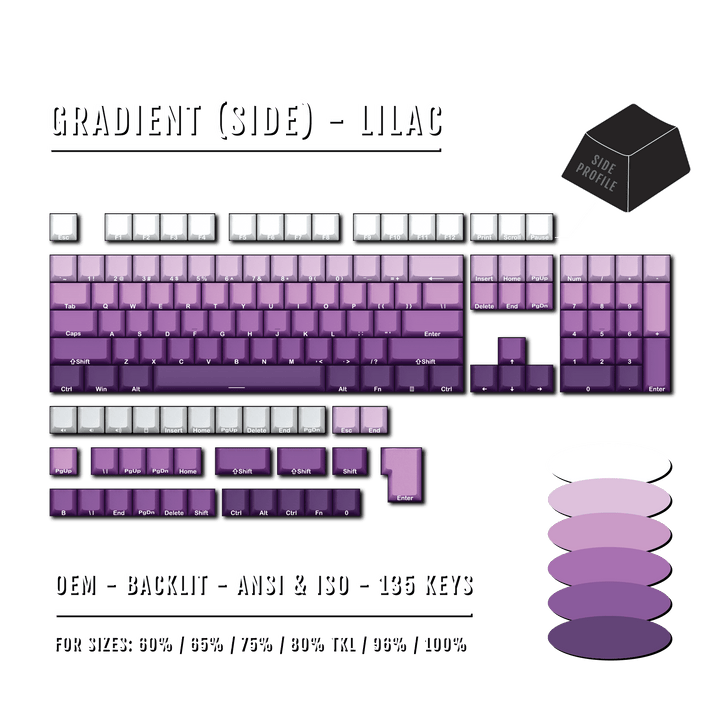 Lilac Gradient Side-Profile Backlit PBT Keycaps