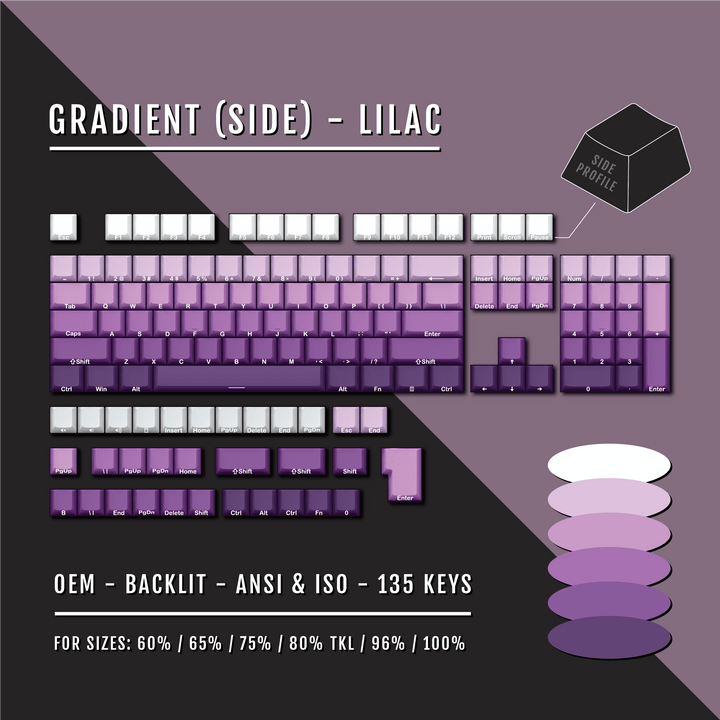 Lilac Gradient Side-Profile Backlit PBT Keycaps