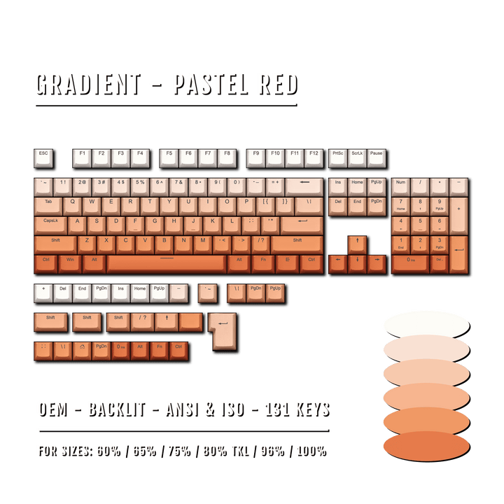 Pastel Red Gradient Backlit PBT Keycaps