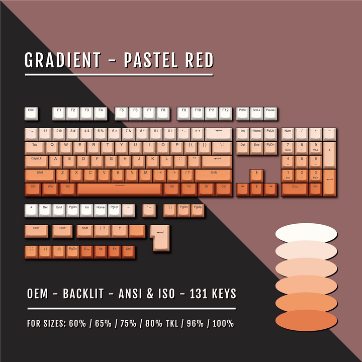 Pastel Red Gradient Backlit PBT Keycaps