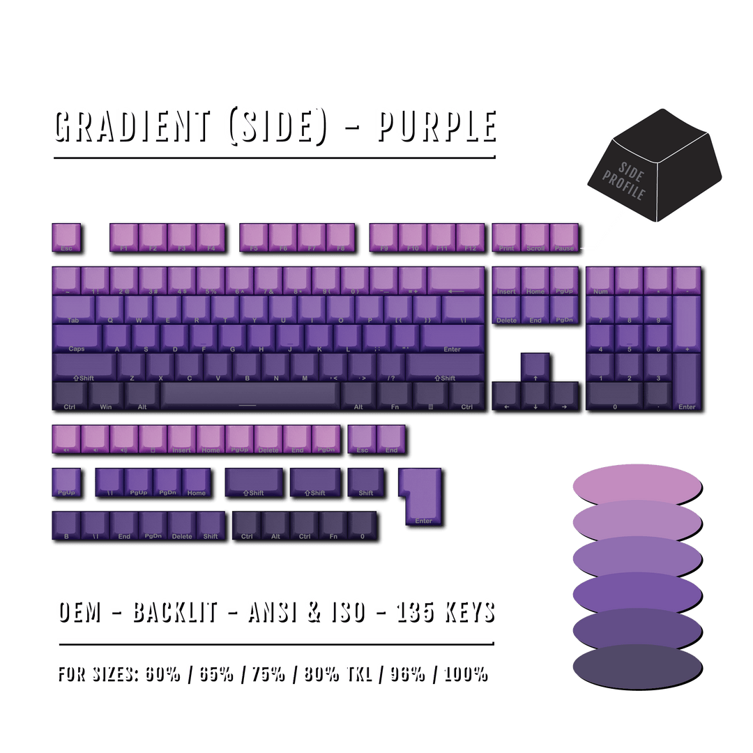 Purple Gradient Side-Profile Backlit PBT Keycaps