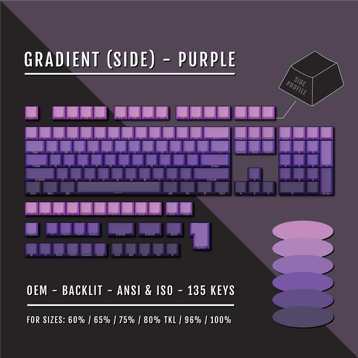 Purple Gradient Side-Profile Backlit PBT Keycaps