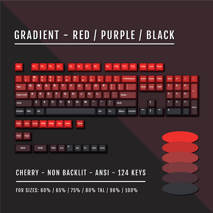 Red/Purple/Black Gradient PBT Keycaps