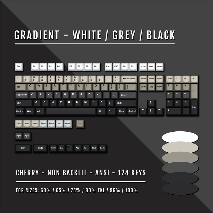 White/Grey/Black Gradient PBT Keycaps