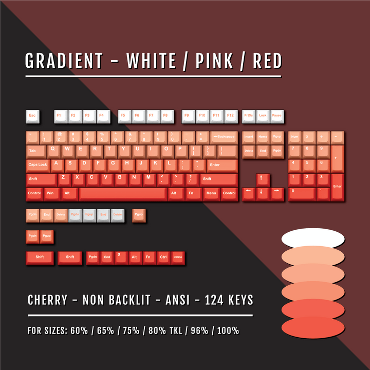 White/Pink/Red Gradient PBT Keycaps