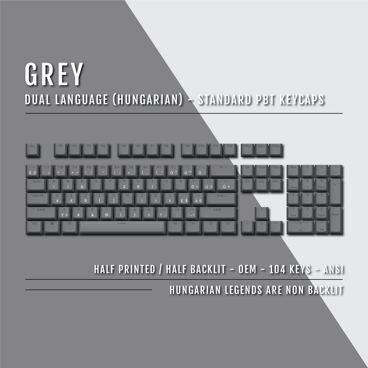 Grey Hungarian (ISO-HU) Dual Language PBT Keycaps