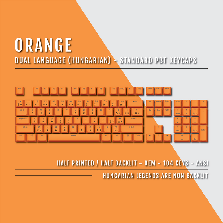 Orange Hungarian (ISO-HU) Dual Language PBT Keycaps