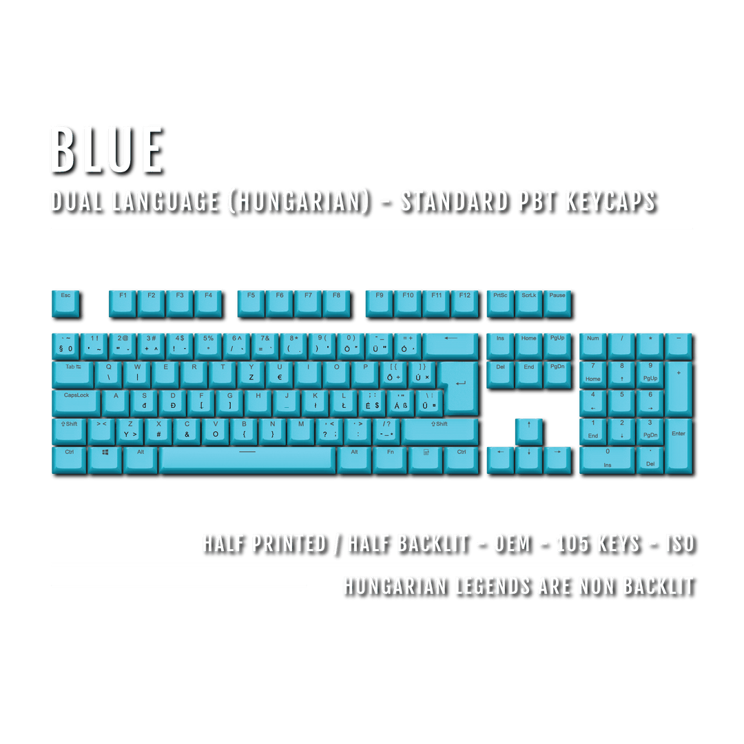 Blue Hungarian (ISO-HU) Dual Language PBT Keycaps