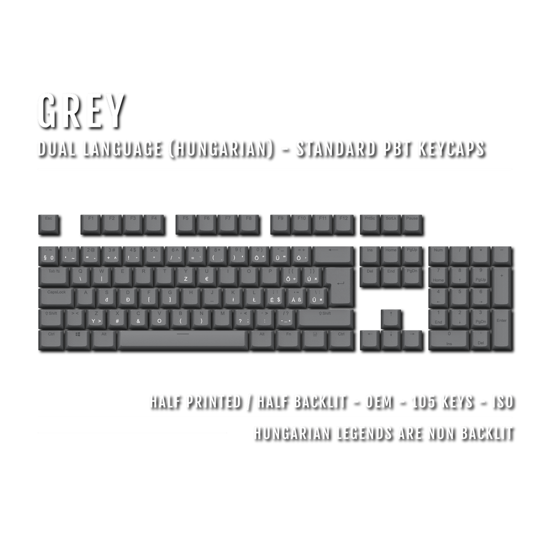 Grey Hungarian (ISO-HU) Dual Language PBT Keycaps