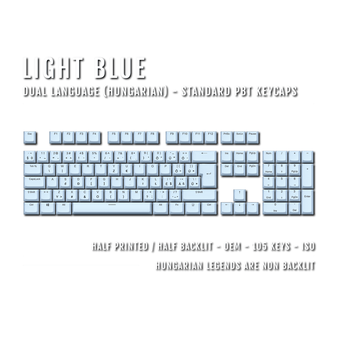 Light Blue Hungarian (ISO-HU) Dual Language PBT Keycaps