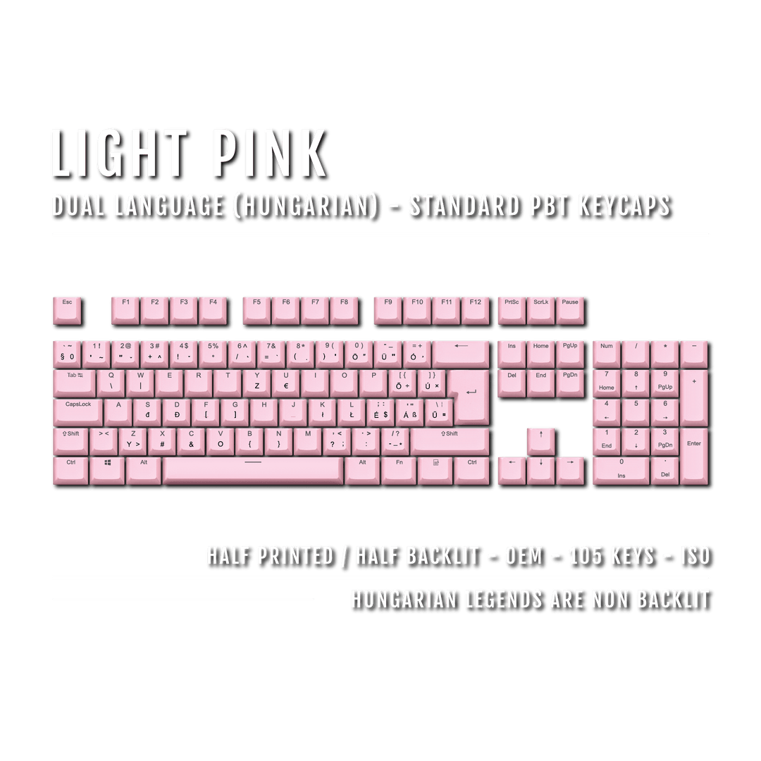 Light Pink Hungarian (ISO-HU) Dual Language PBT Keycaps