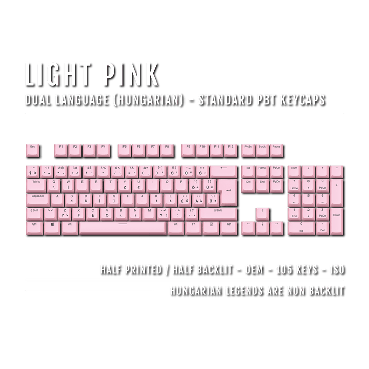 Light Pink Hungarian (ISO-HU) Dual Language PBT Keycaps