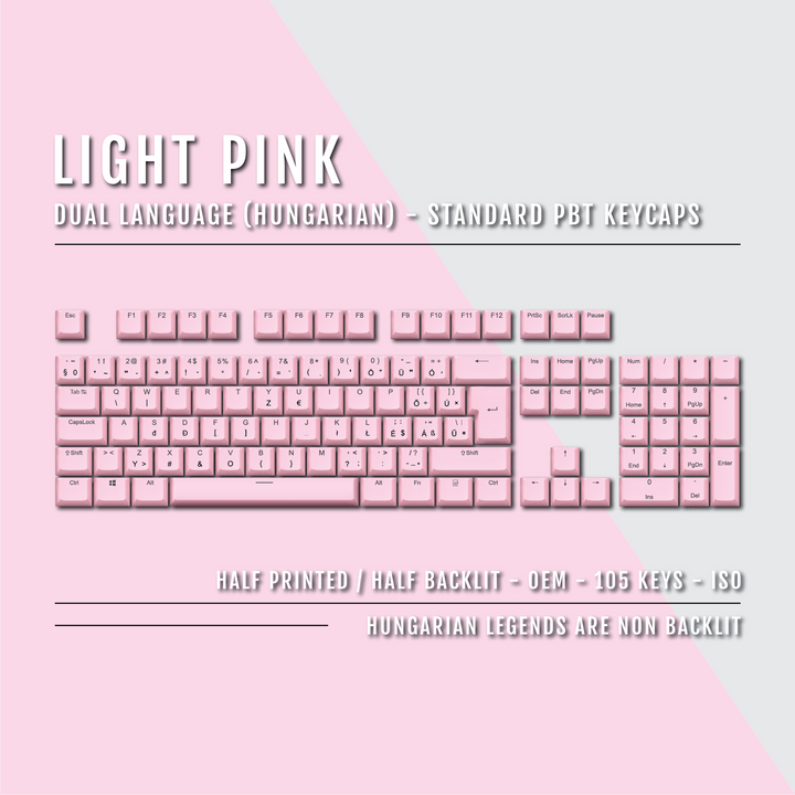 Light Pink Hungarian (ISO-HU) Dual Language PBT Keycaps