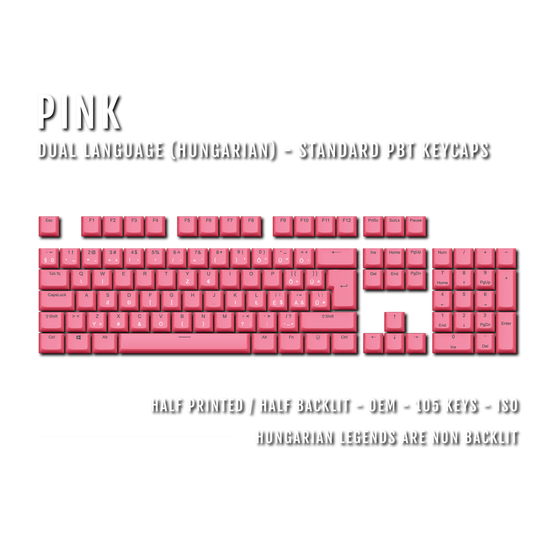 Pink Hungarian (ISO-HU) Dual Language PBT Keycaps