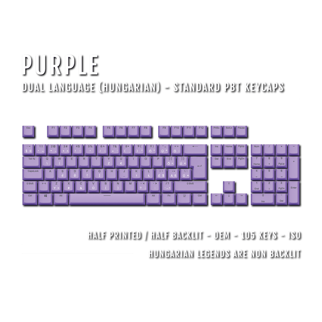 Purple Hungarian (ISO-HU) Dual Language PBT Keycaps