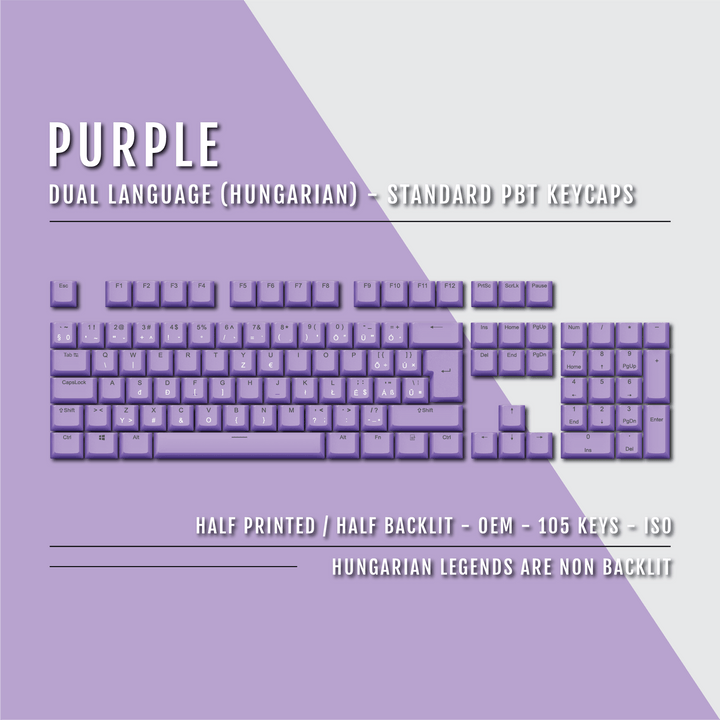 Purple Hungarian (ISO-HU) Dual Language PBT Keycaps