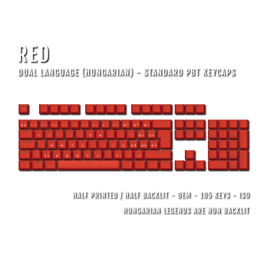 Red Hungarian (ISO-HU) Dual Language PBT Keycaps