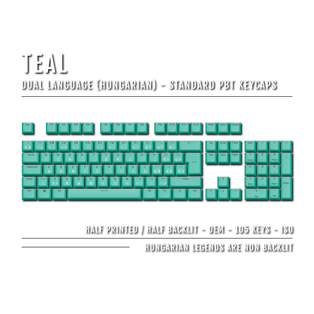 Teal Hungarian (ISO-HU) Dual Language PBT Keycaps Krome Keycaps LTD hungarian