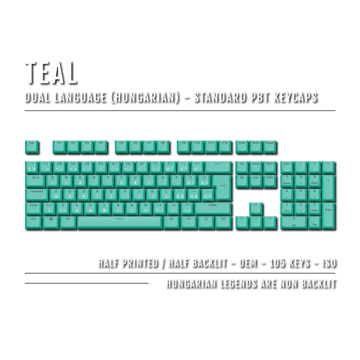 Teal Hungarian (ISO-HU) Dual Language PBT Keycaps Krome Keycaps LTD hungarian