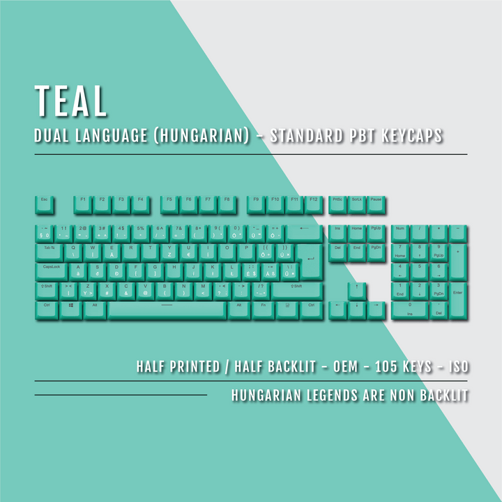 Teal Hungarian (ISO-HU) Dual Language PBT Keycaps Krome Keycaps LTD hungarian