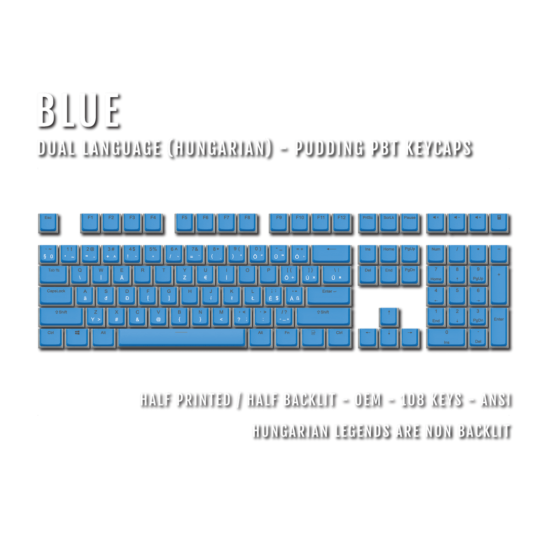 Blue Hungarian Dual Language PBT Pudding Keycaps