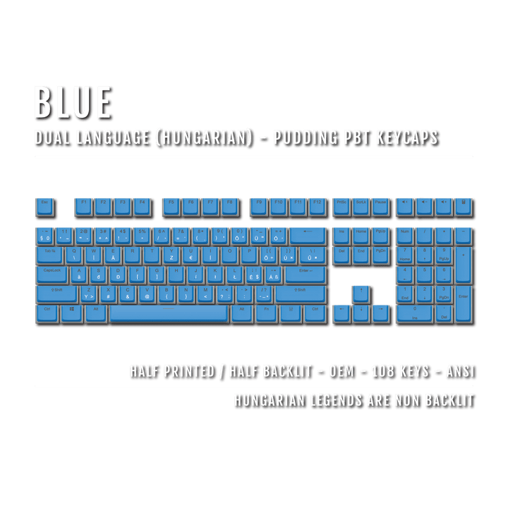 Blue Hungarian Dual Language PBT Pudding Keycaps