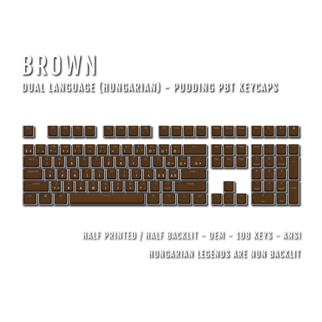 Brown Hungarian Dual Language PBT Pudding Keycaps