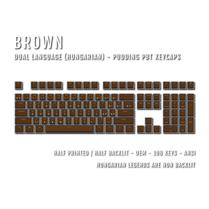 Brown Hungarian Dual Language PBT Pudding Keycaps