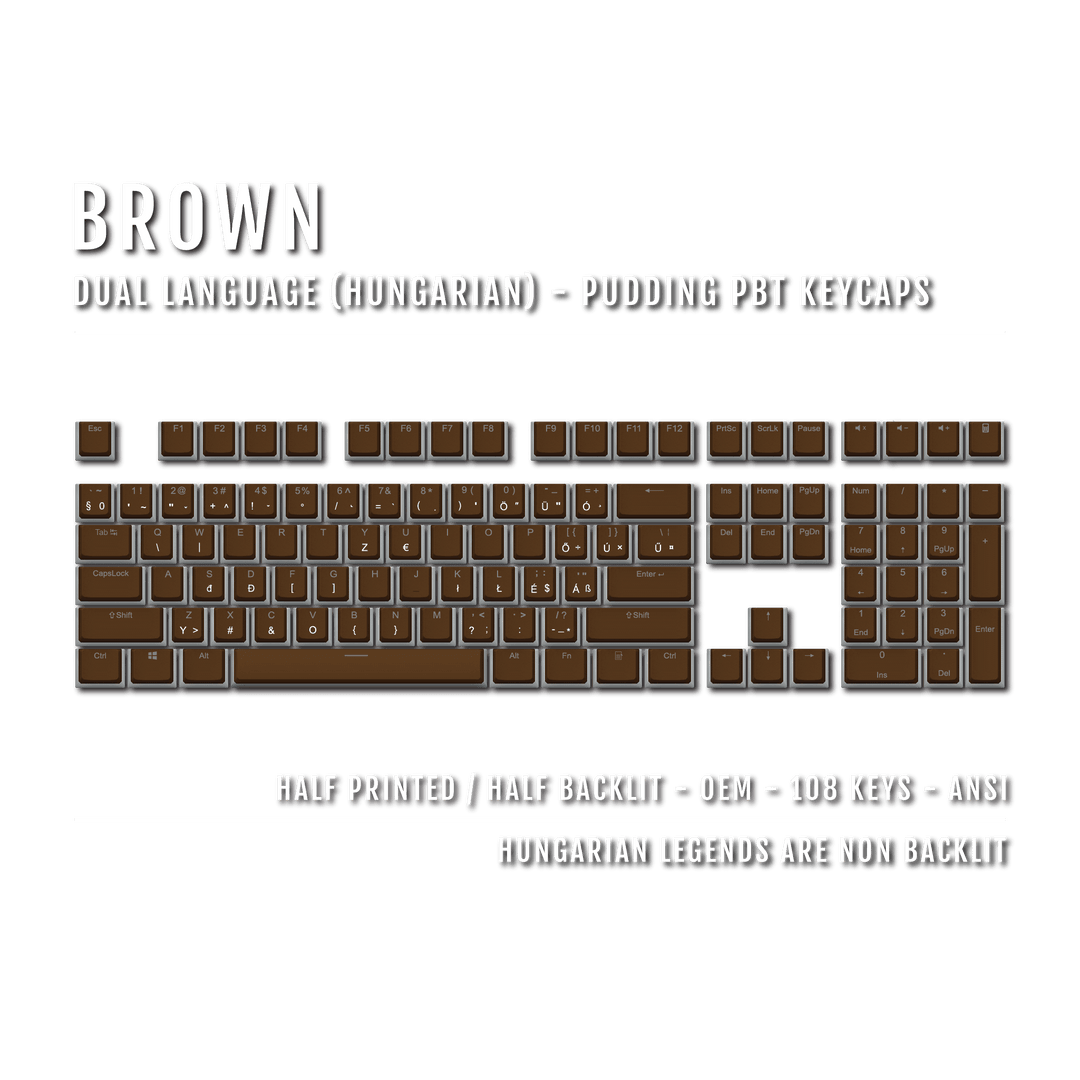 Brown Hungarian Dual Language PBT Pudding Keycaps Krome Keycaps LTD hungarian