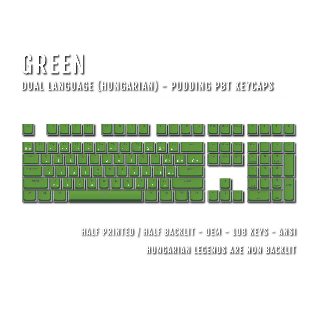 Green Hungarian Dual Language PBT Pudding Keycaps