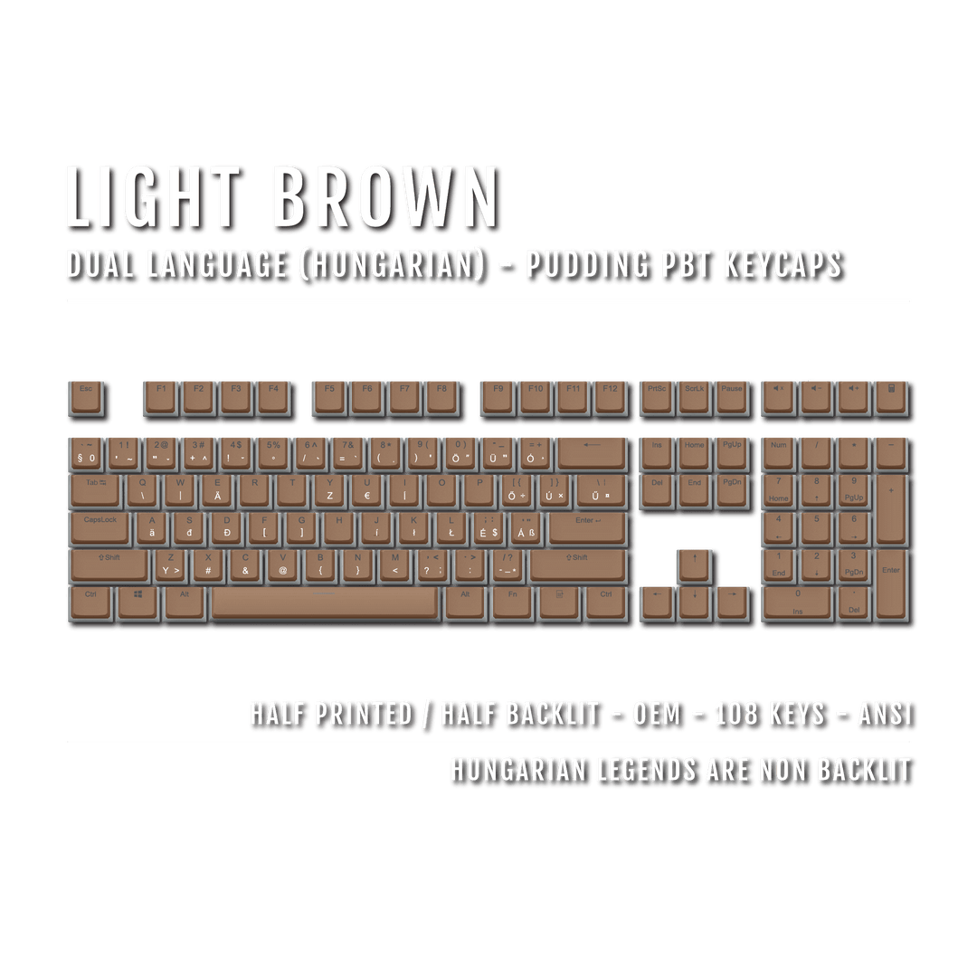 Light Brown Hungarian Dual Language PBT Pudding Keycaps