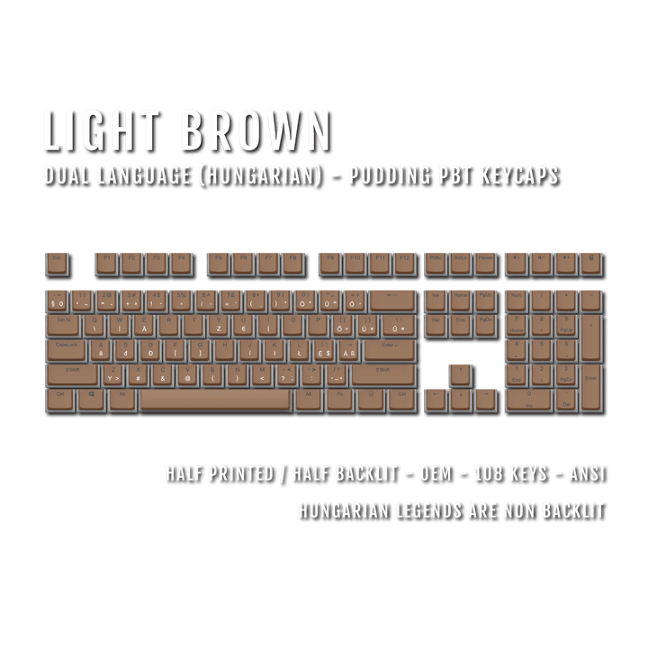 Light Brown Hungarian Dual Language PBT Pudding Keycaps