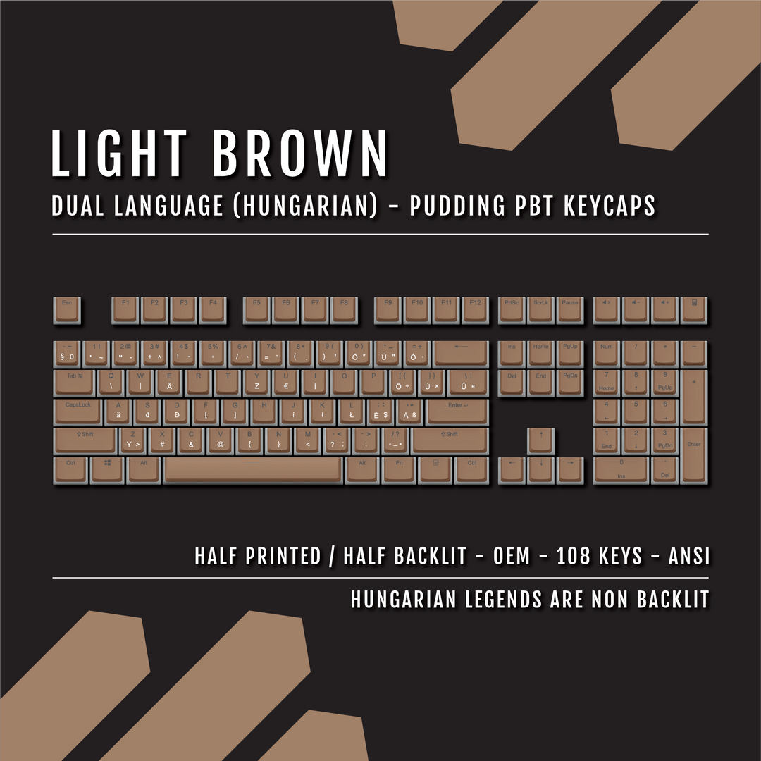 Light Brown Hungarian Dual Language PBT Pudding Keycaps