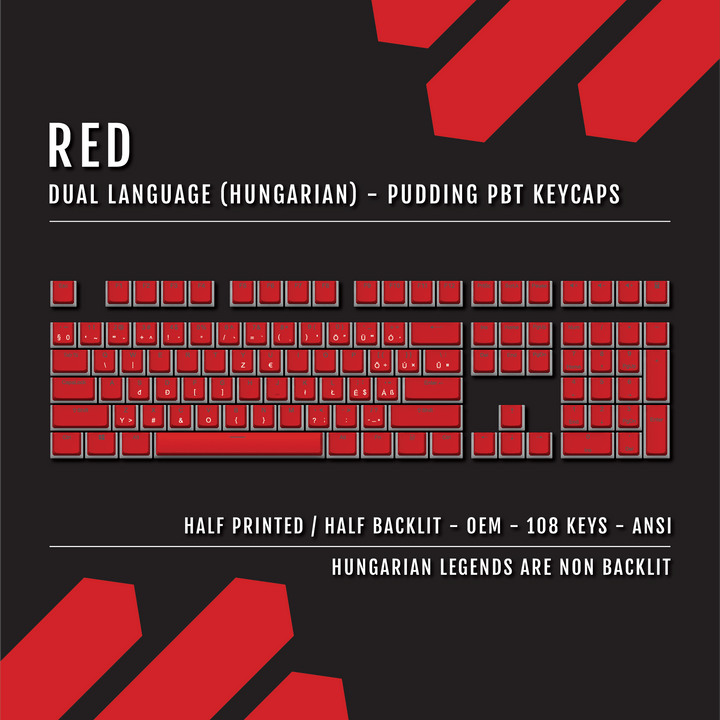 Red Hungarian Dual Language PBT Pudding Keycaps Krome Keycaps LTD hungarian