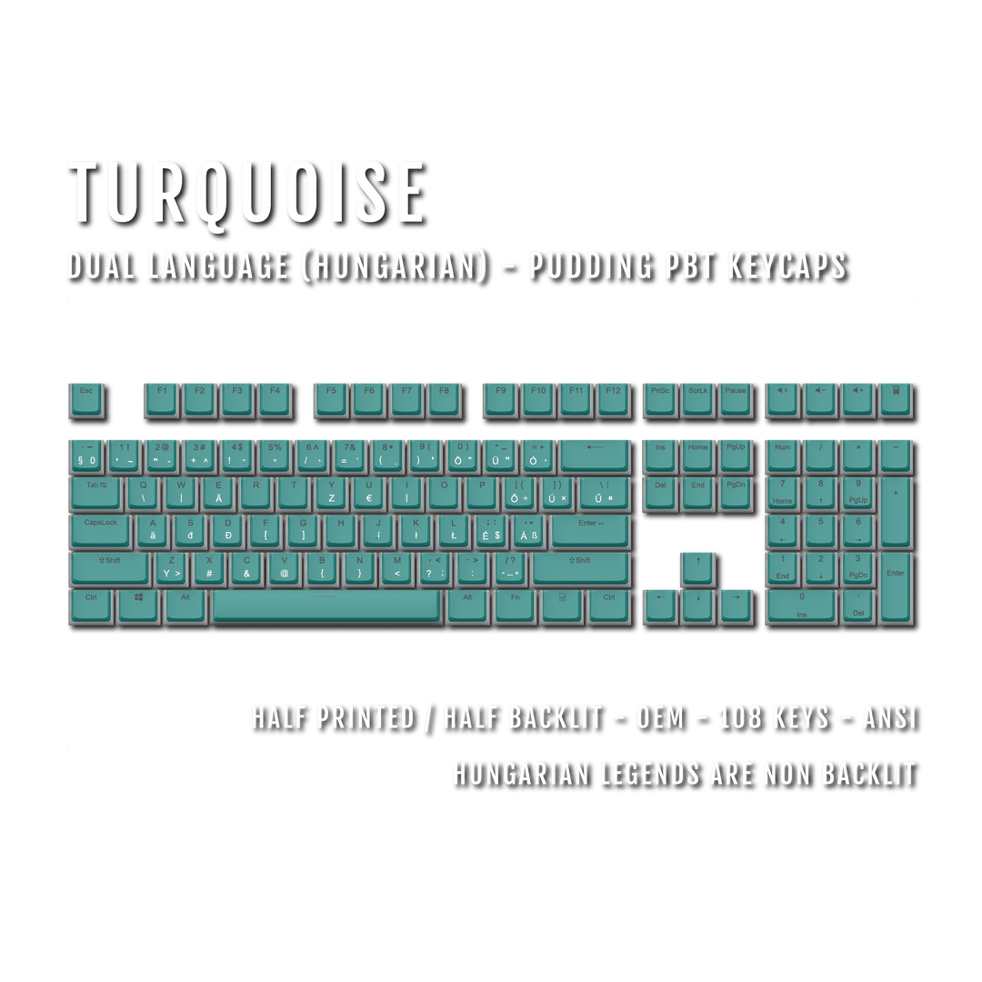 Turquoise Hungarian Dual Language PBT Pudding Keycaps