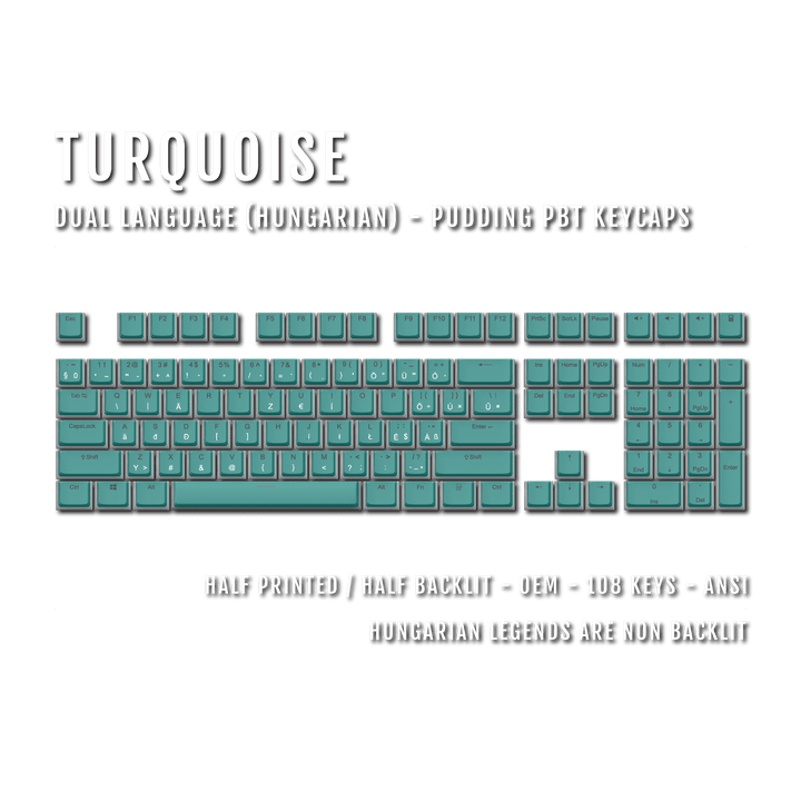 Turquoise Hungarian Dual Language PBT Pudding Keycaps