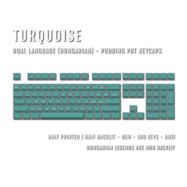 Turquoise Hungarian Dual Language PBT Pudding Keycaps Krome Keycaps LTD hungarian