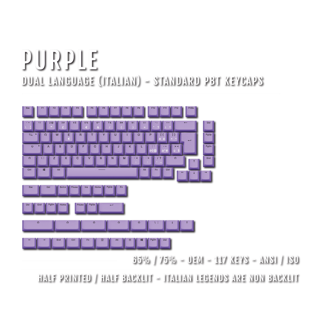 Purple Italian (ISO-IT) Dual Language PBT Keycap - 65/75% Krome Keycaps LTD italian