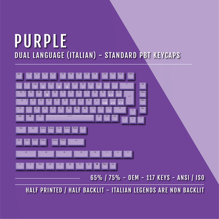 Purple Italian (ISO-IT) Dual Language PBT Keycap - 65/75% Krome Keycaps LTD italian