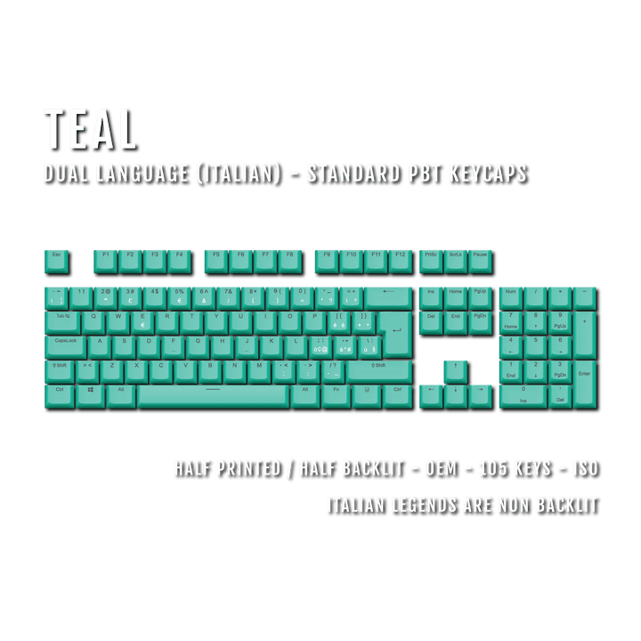 Teal Italian (ISO-IT) Dual Language PBT Keycap Krome Keycaps LTD italian