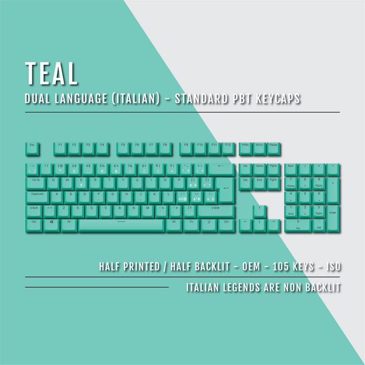 Teal Italian (ISO-IT) Dual Language PBT Keycap Krome Keycaps LTD italian