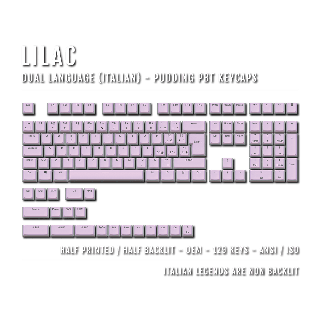 Lilac Italian (ISO-IT) Dual Language PBT Pudding Keycaps Krome Keycaps LTD italian