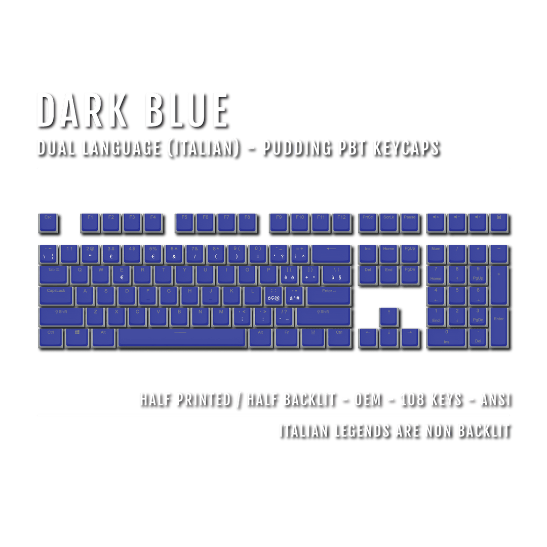 Dark Blue Italian Dual Language PBT Pudding Keycaps Krome Keycaps LTD italian