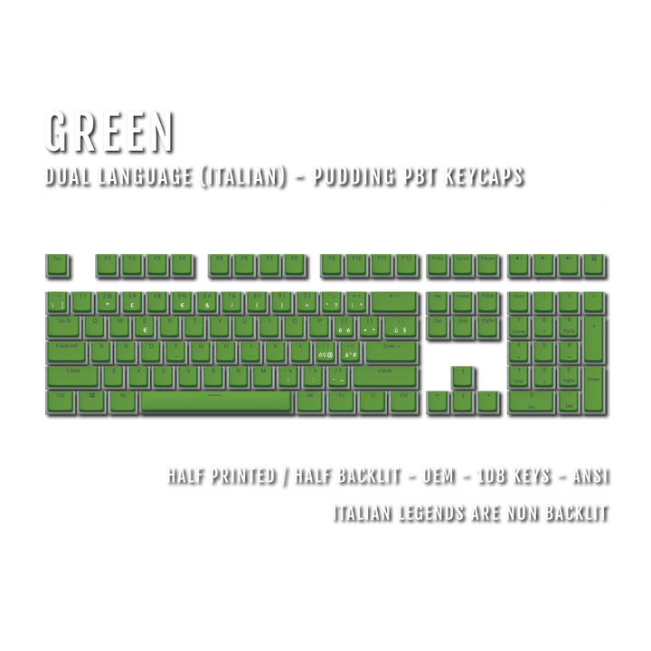 Green Italian Dual Language PBT Pudding Keycaps Krome Keycaps LTD italian